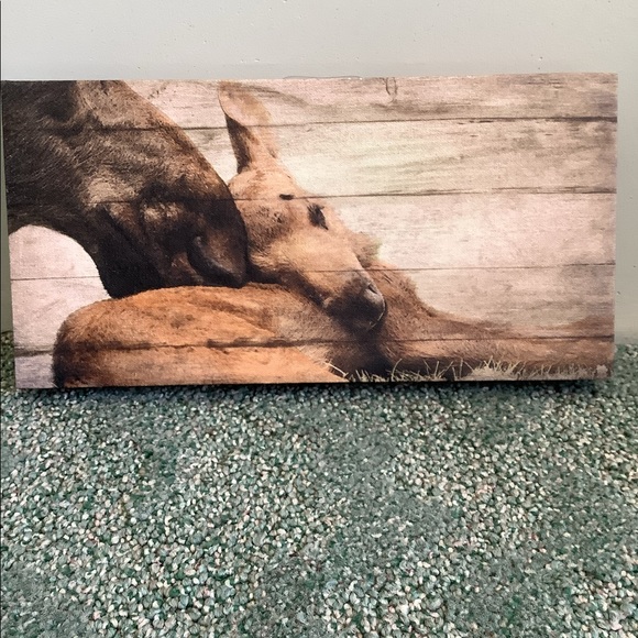 Mother and baby moose canvas/wood picture - Picture 2 of 6